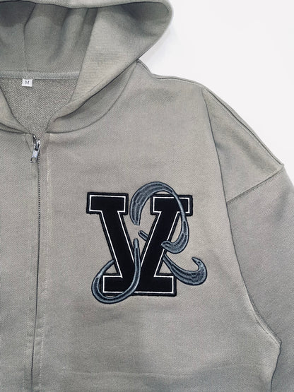 'VIVID' ZIP UP HOODIE (GREY)