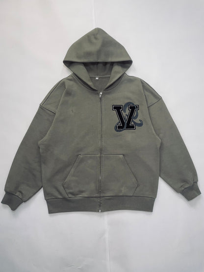 'VIVID' ZIP UP HOODIE (GREY)